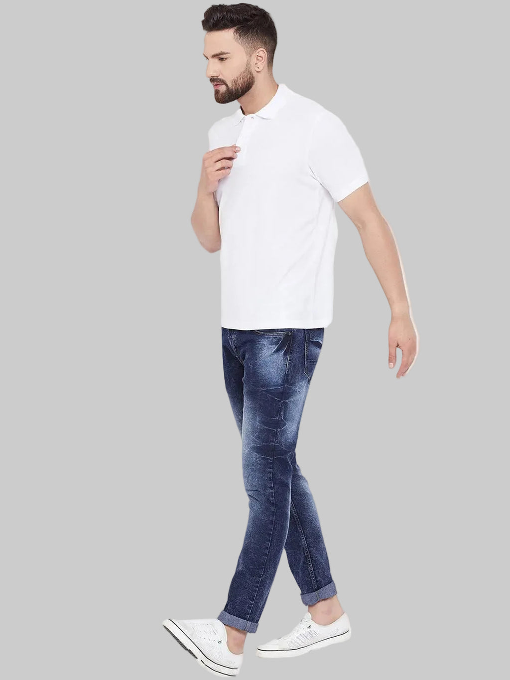 Cotton Blend Solid Half Sleeves Men’s Polo Neck T-Shirt – Pack of 4