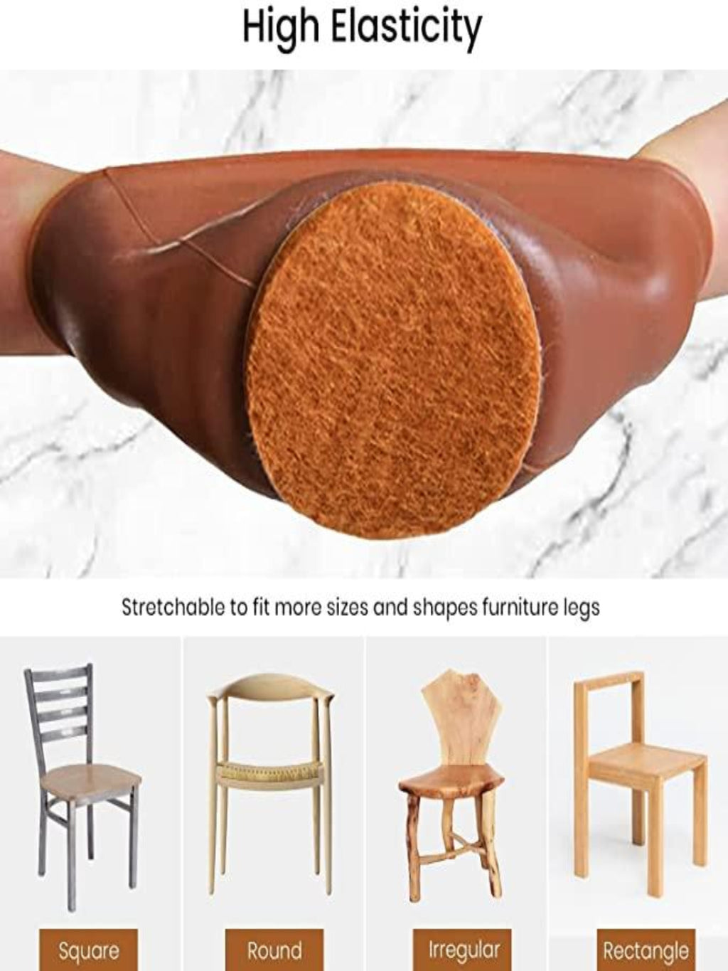 NOBILEA Silicone Chair Leg Protectors with Felt for Hardwood Floors (6 PCS)