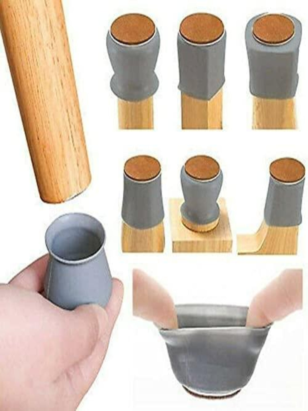 NOBILEA Silicone Chair Leg Protectors with Felt for Hardwood Floors (6 PCS)