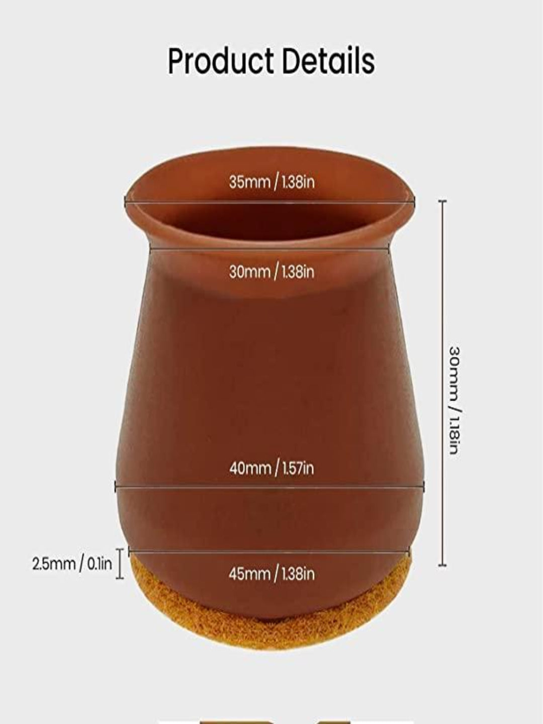 NOBILEA Silicone Chair Leg Protectors with Felt for Hardwood Floors (6 PCS)
