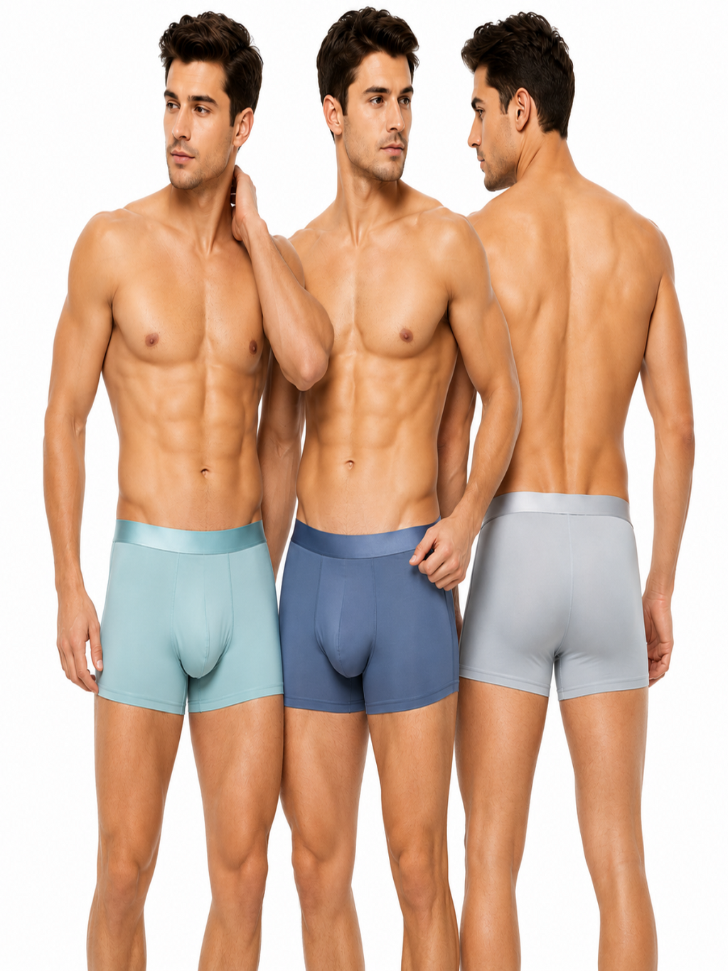 Men's Boxer Brief Pack of 2, Ultra Soft and Lightweight, Breathable & 4-Way Stretch, No-Ride-Up Fit, Seamless Design, Ice Silk Solid Regular Fit Trunk