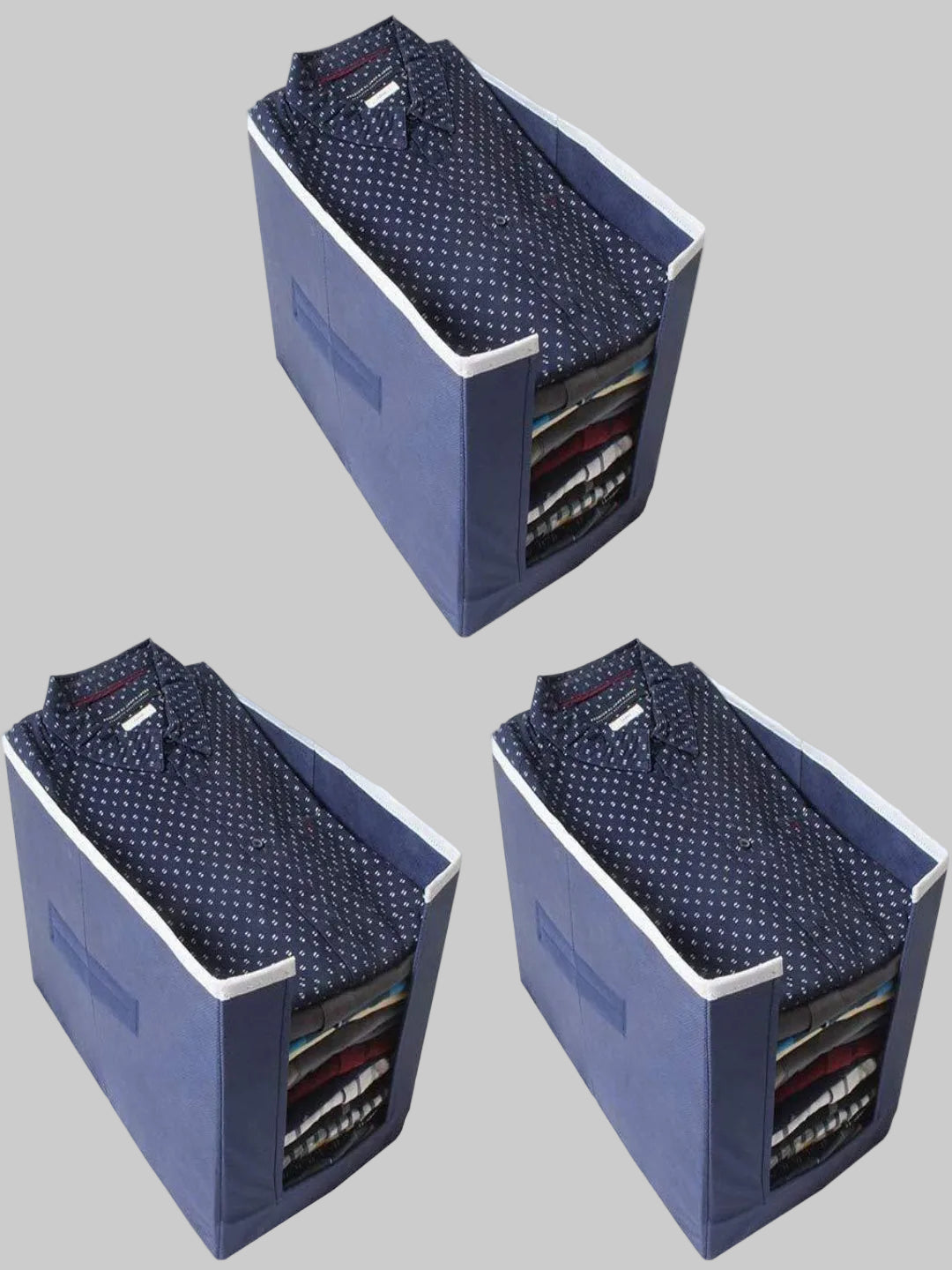 Foldable Non-Woven Shirt Organizer for Wardrobe Storage (Pack of 3)