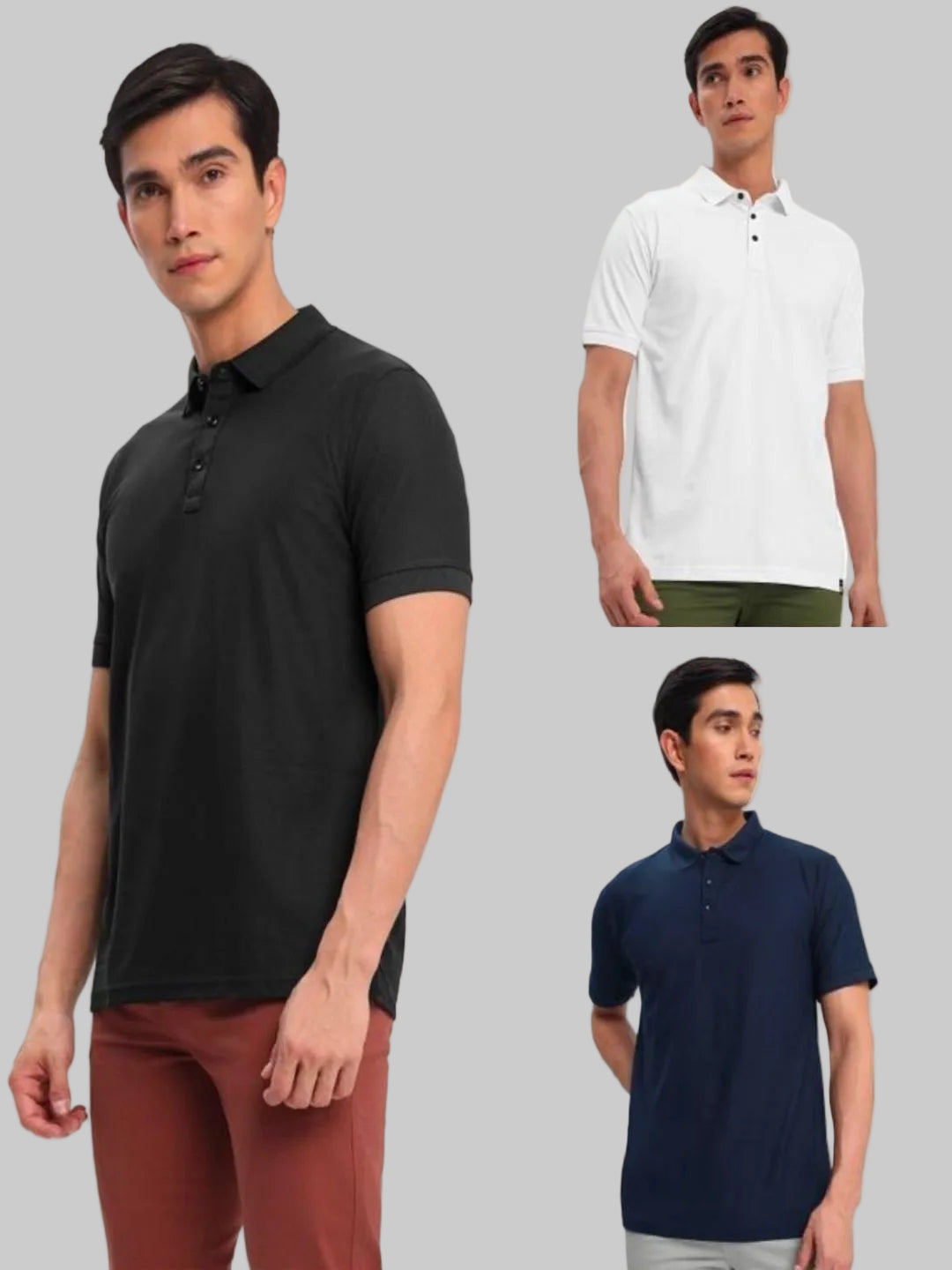 Poly Cotton Solid Half Sleeves Mens Polo T-shirt (Pack of 3)