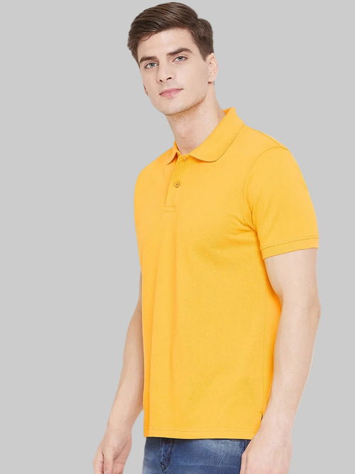 Cotton Blend Solid Half Sleeves Mens Polo T-Shirt