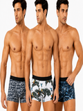 Men’s Extra Thin Printed Ice Silk Underwear – Long, Comfortable, Breathable Boxer Brief Trunks (Pack of 3)