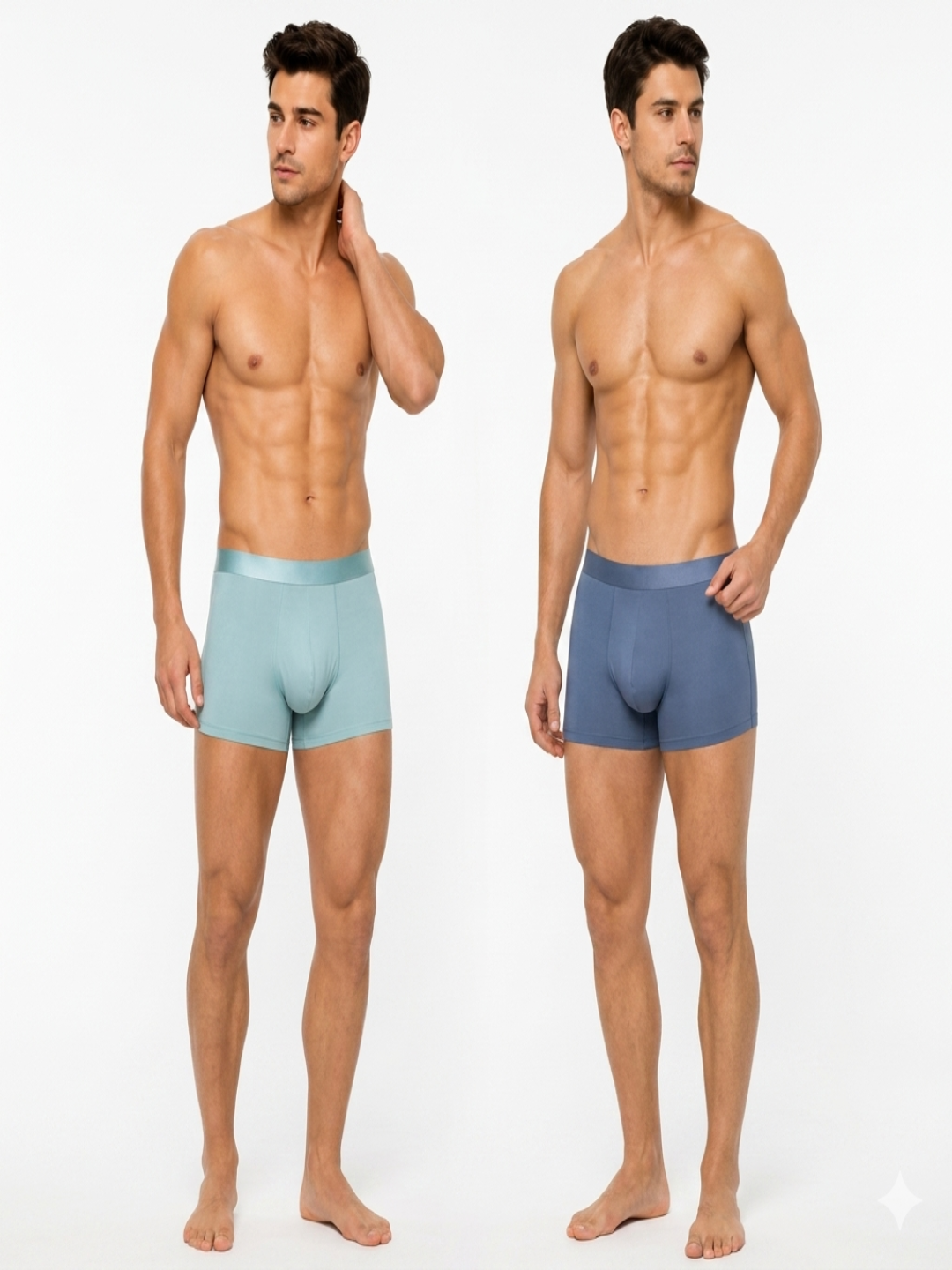 Men's Boxer Brief Pack of 2, Ultra Soft and Lightweight, Breathable & 4-Way Stretch, No-Ride-Up Fit, Seamless Design, Ice Silk Solid Regular Fit Trunk