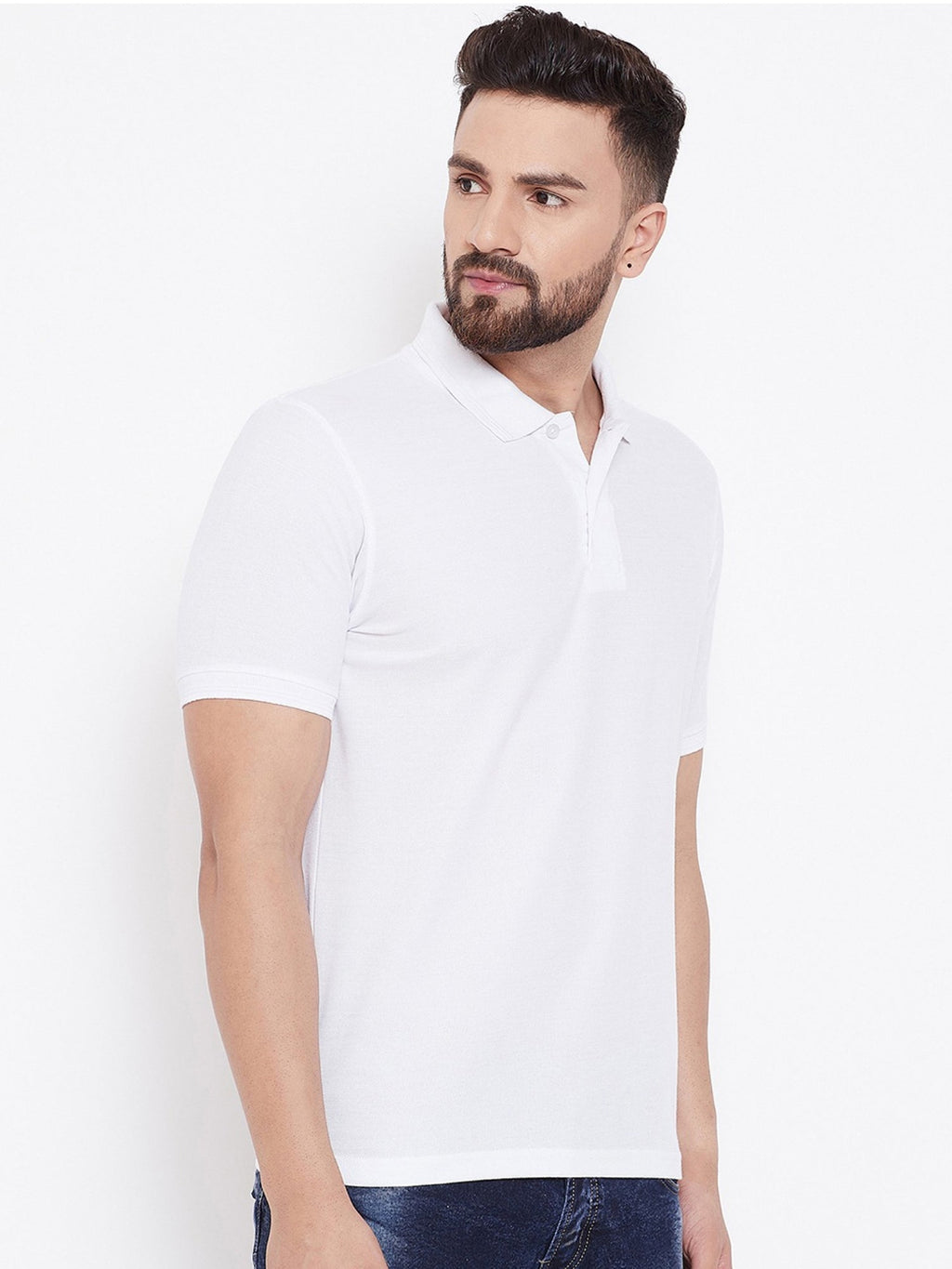 Cotton Blend Solid Half Sleeves Men’s Polo Neck T-Shirt – Pack of 4