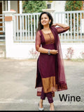 Premium Jacquard Chiffon Kurti Pant Set with Dupatta – Stitched Suit