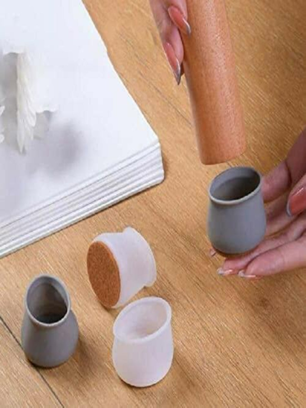 NOBILEA Silicone Chair Leg Protectors with Felt for Hardwood Floors (6 PCS)