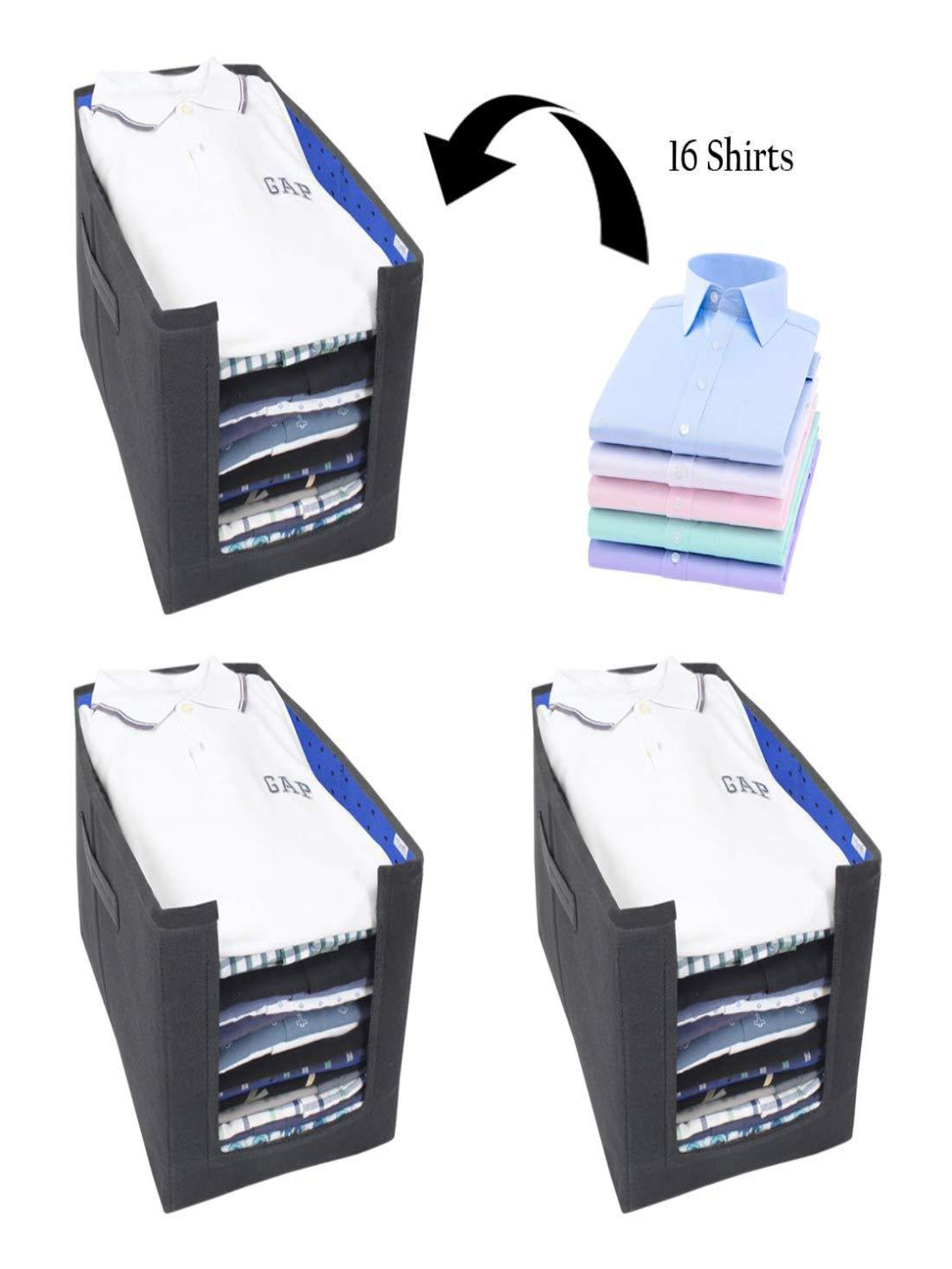 Foldable Non-Woven Shirt Stacker for Wardrobe Storage (Pack of 2)