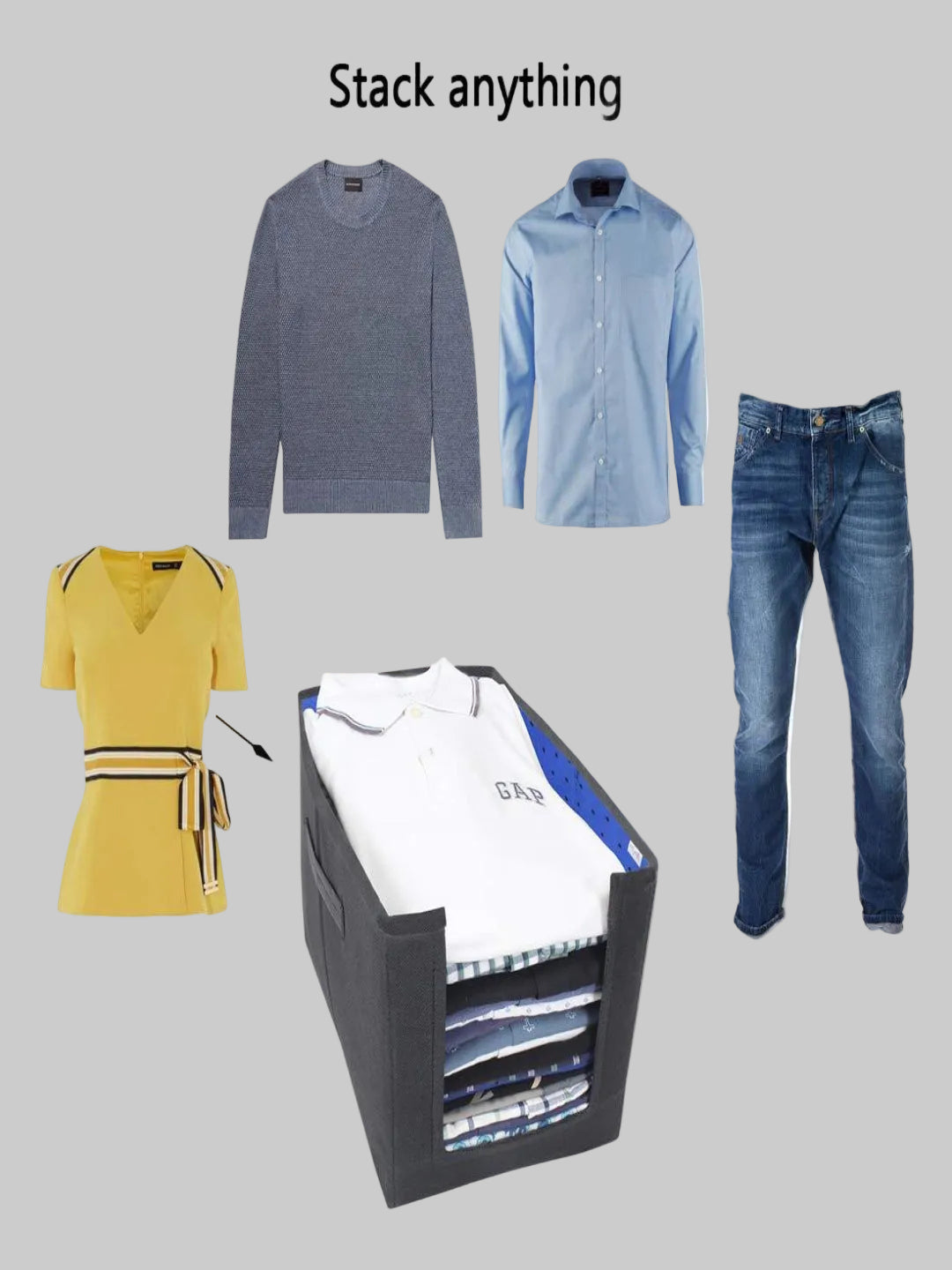 Foldable Non-Woven Shirt Stacker for Wardrobe Storage (Pack of 2)