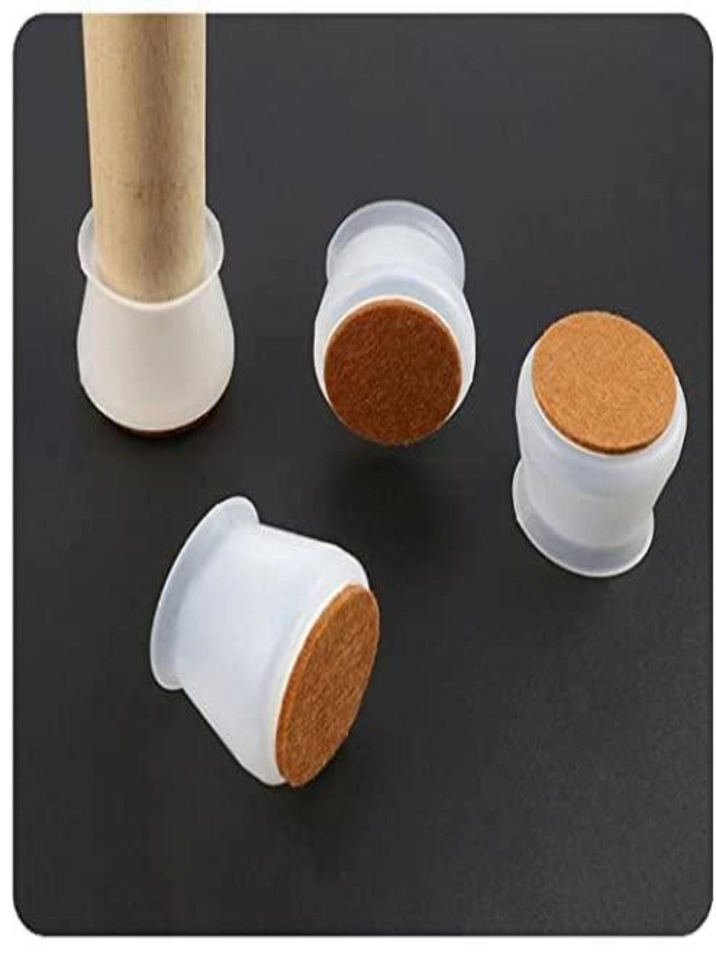 NOBILEA Silicone Chair Leg Protectors with Felt for Hardwood Floors (6 PCS)