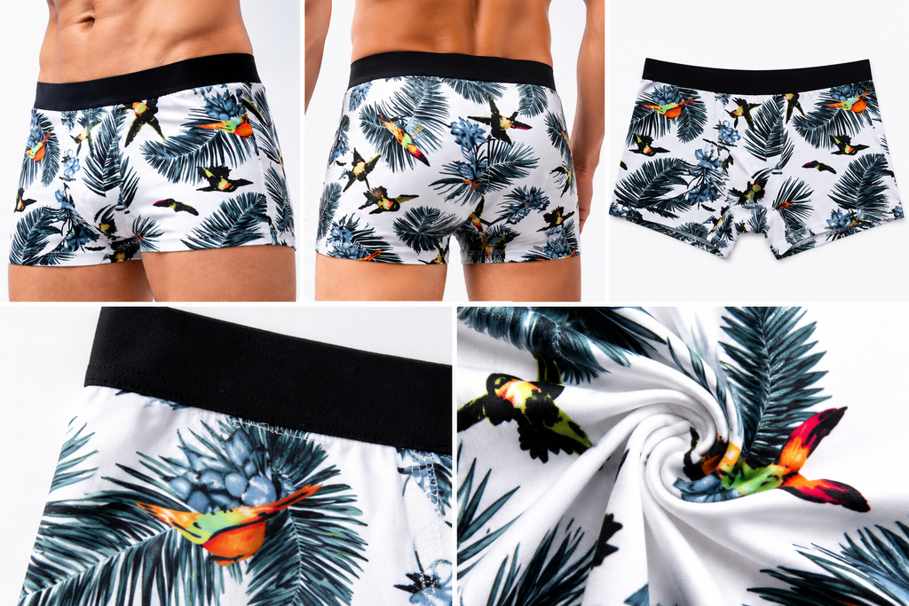 Men’s Extra Thin Printed Ice Silk Underwear – Long, Comfortable, Breathable Boxer Brief Trunks (Pack of 3)