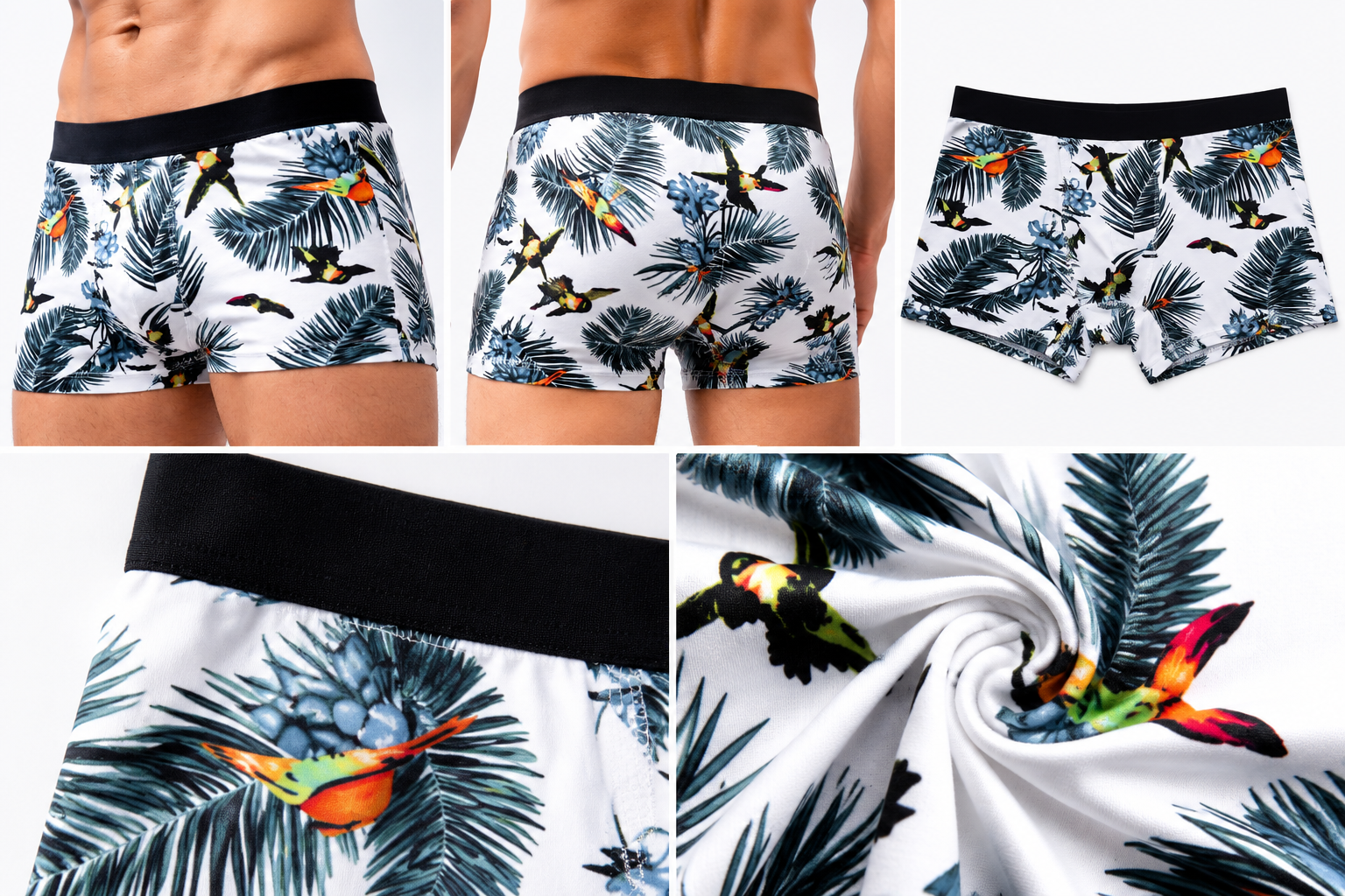 Men’s Extra Thin Printed Ice Silk Underwear – Long, Comfortable, Breathable Boxer Brief Trunks (Pack of 3)