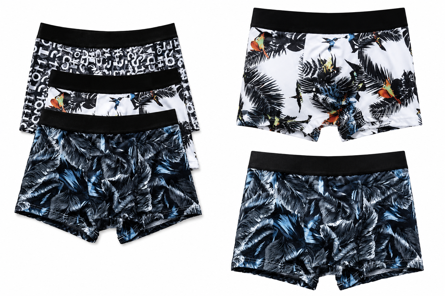 Men’s Extra Thin Printed Ice Silk Underwear – Long, Comfortable, Breathable Boxer Brief Trunks (Pack of 3)