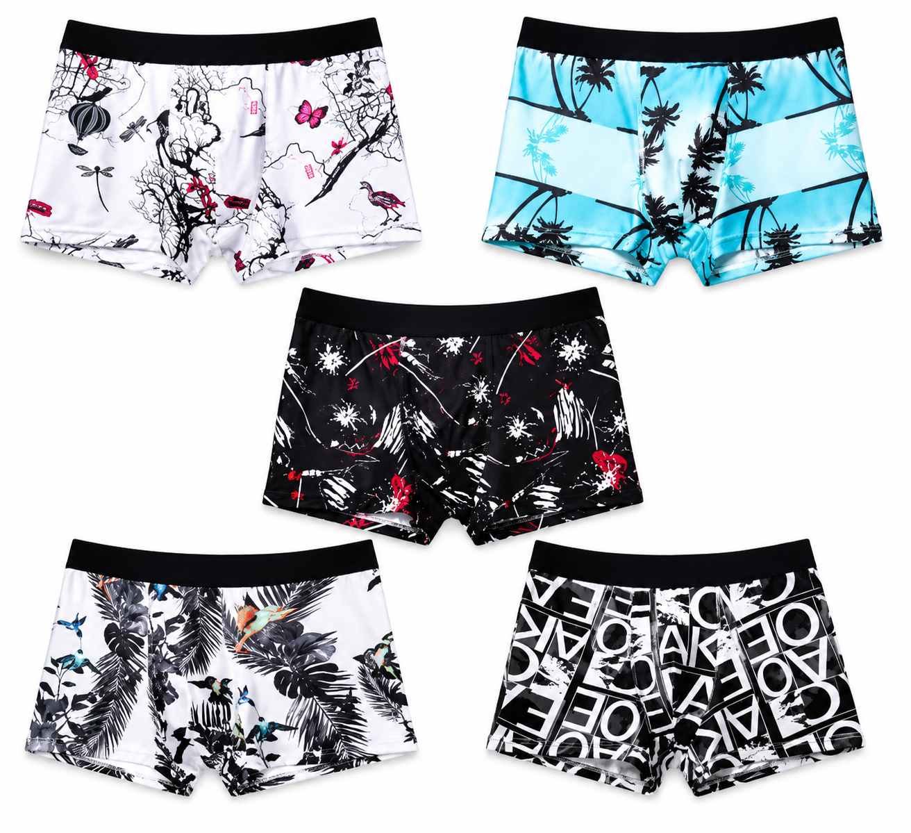 Men’s Extra Thin Printed Ice Silk Underwear – Long, Comfortable, Breathable Boxer Brief Trunks (Pack of 3)