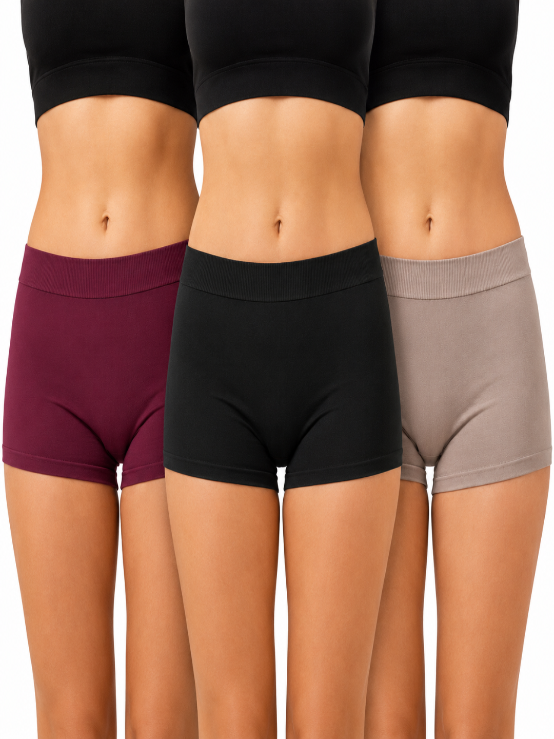 NOVORACART Women's Modal Spandex Boy Shorts Panties with No Marks Waistband Pack of 3