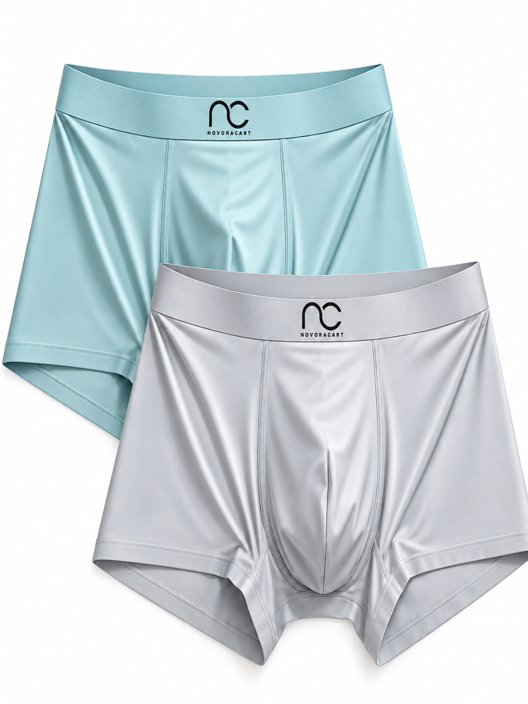 Men's Boxer Brief Pack of 2, Ultra Soft and Lightweight, Breathable & 4-Way Stretch, No-Ride-Up Fit, Seamless Design, Ice Silk Solid Regular Fit Trunk