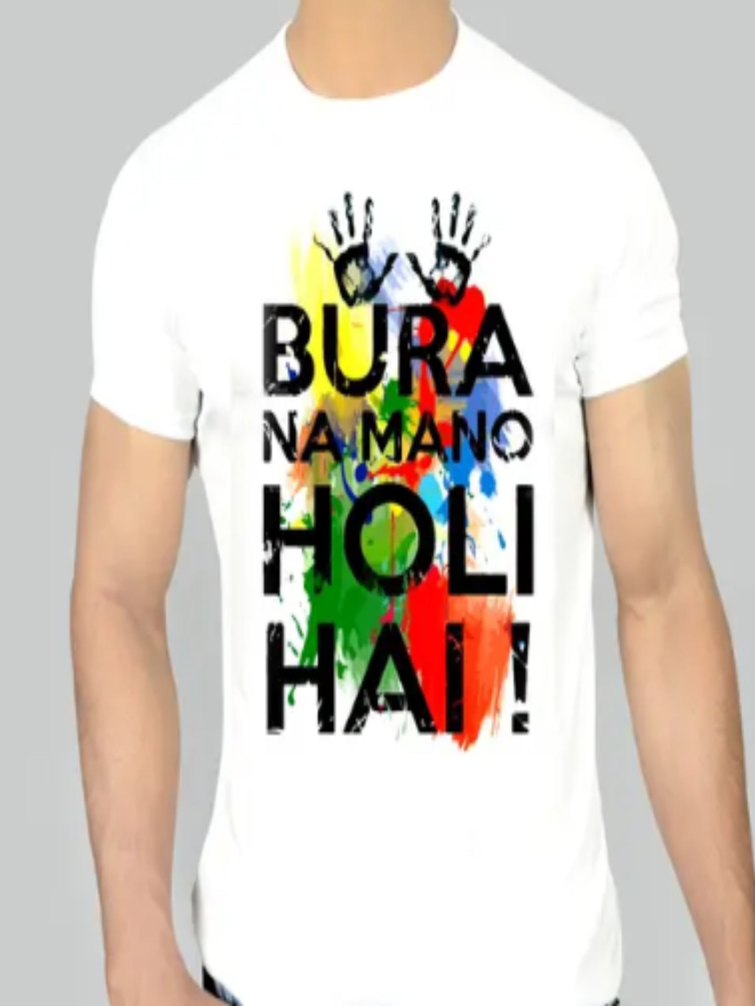 Unisex Happy Holi T-Shirt| Colorful Print Tshirt | Kids Holi T-Shirt| Family Holi Tshirt, Colorful Tees for Holi Celebration (PACK of 2)