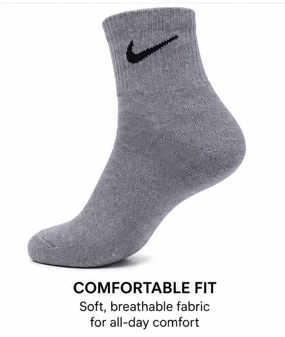 Ankle Length Sports Socks for Man | Breathable & Moisture Absorbent | Running, Gym & Sneaker | Pack of 3