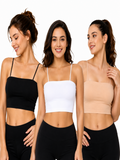 Novoracart Women's Premium Ice Silk Seamless Padded Sports Bra | Slim Straps | Full Coverage | Breathable |Combo Bra Pack of 3